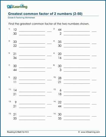 gcf worksheets grade 6