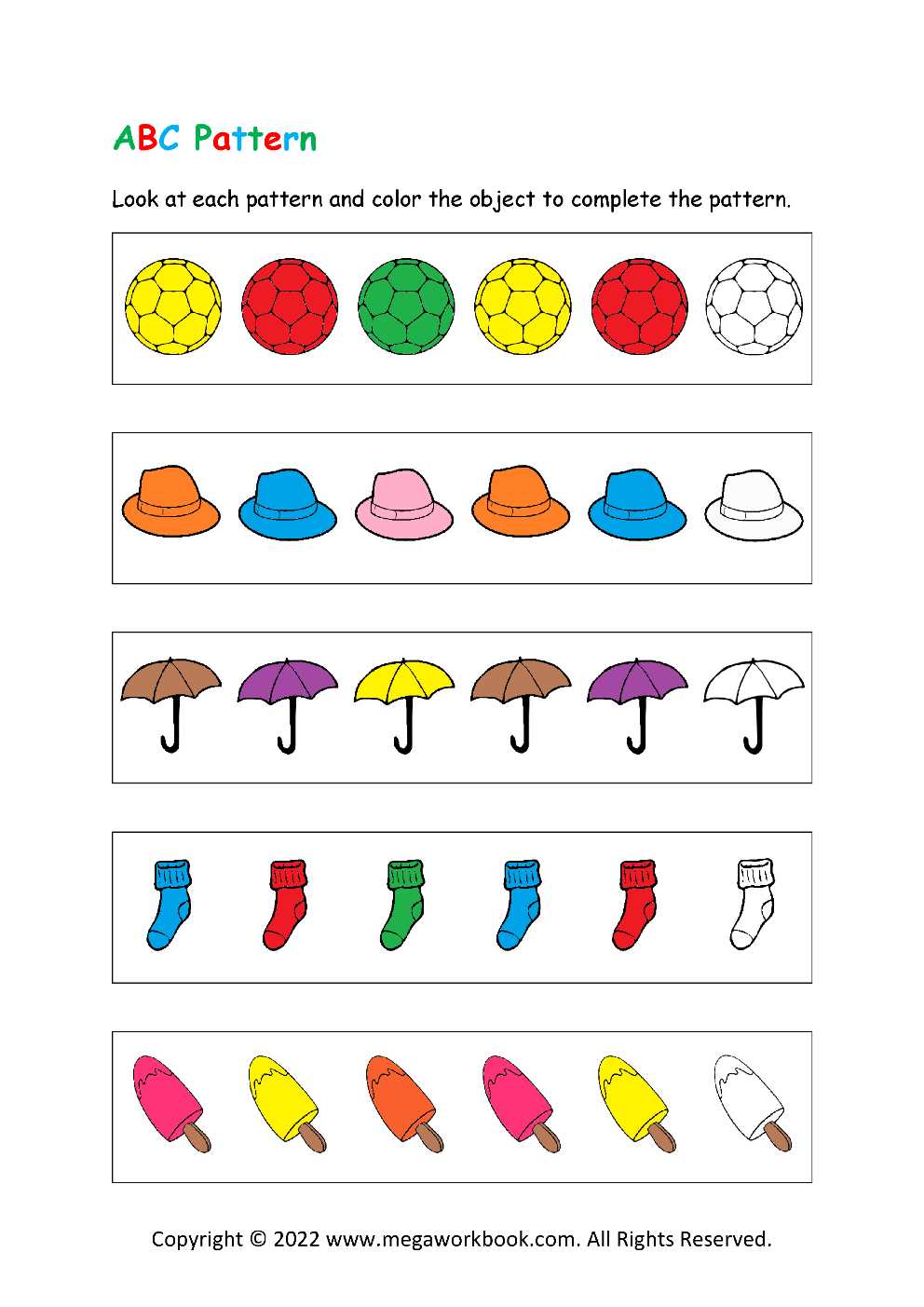 preschool pattern worksheets