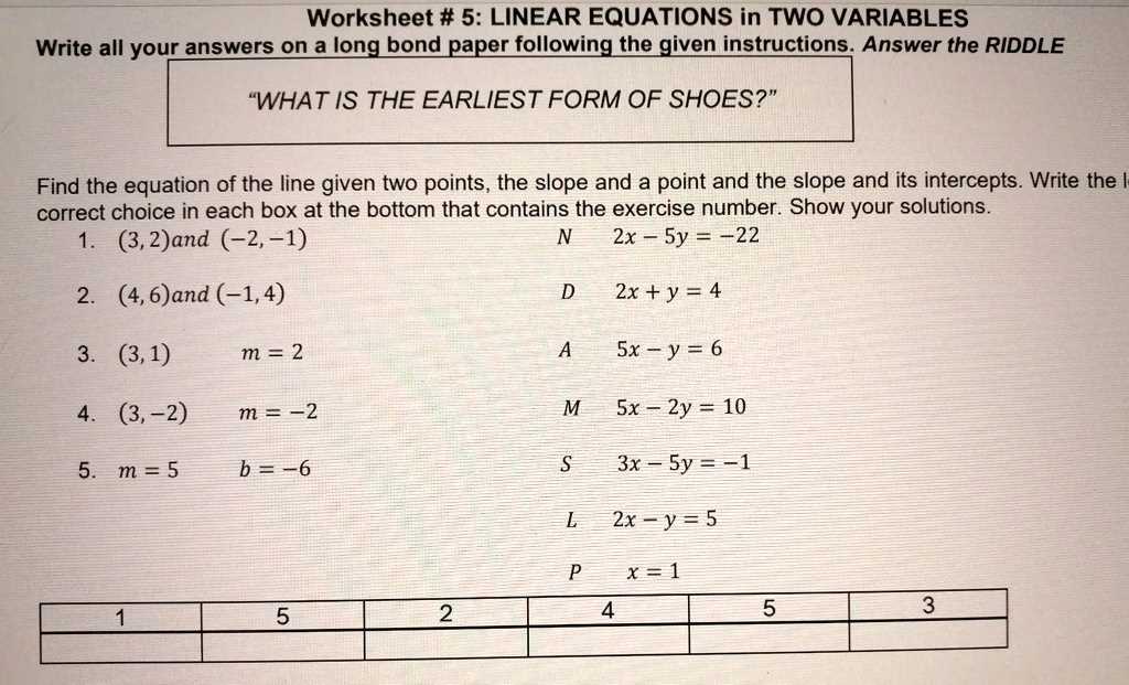2 variable equations worksheet