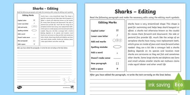 edit the paragraph worksheet