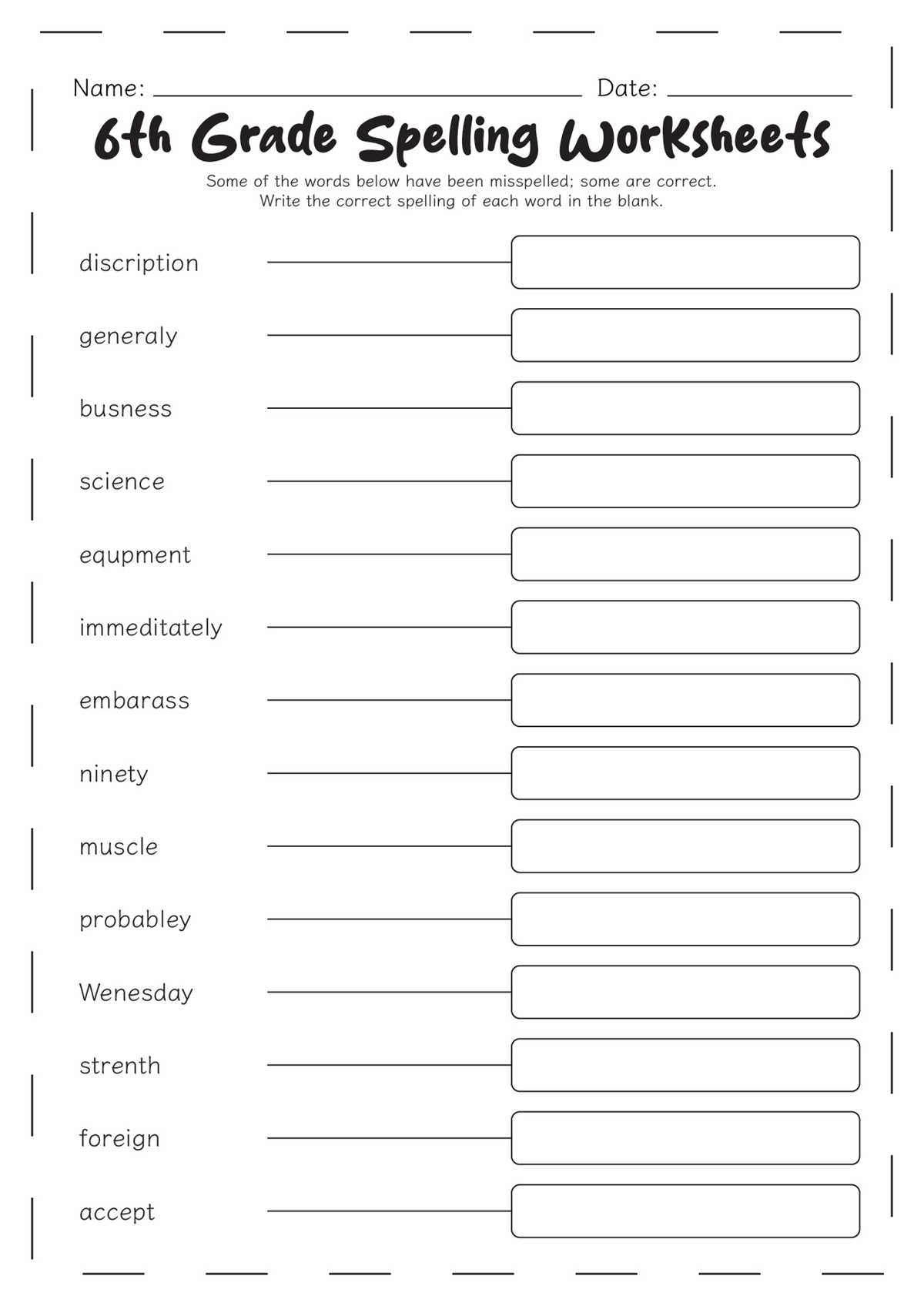 printable spelling worksheets