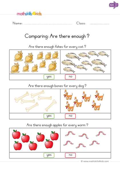 comparison worksheet kindergarten
