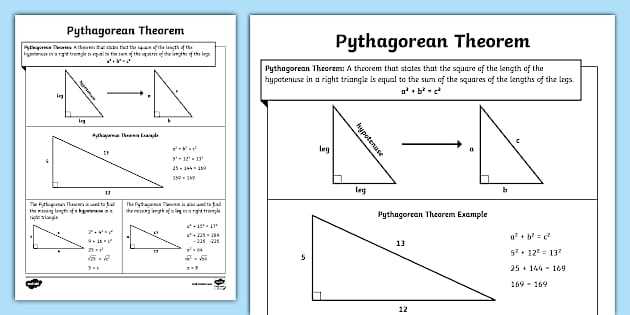 geometry pythagorean theorem worksheet