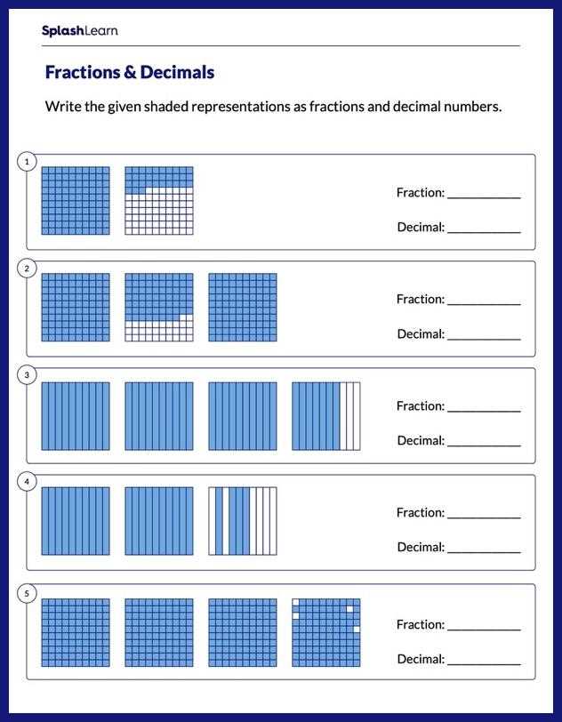 fractions decimals worksheet