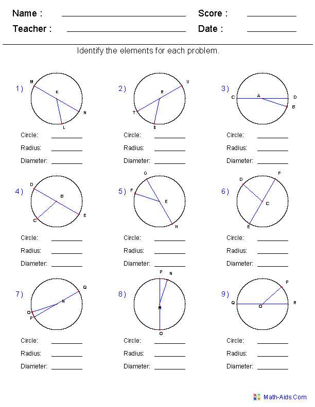 segments in circles worksheet