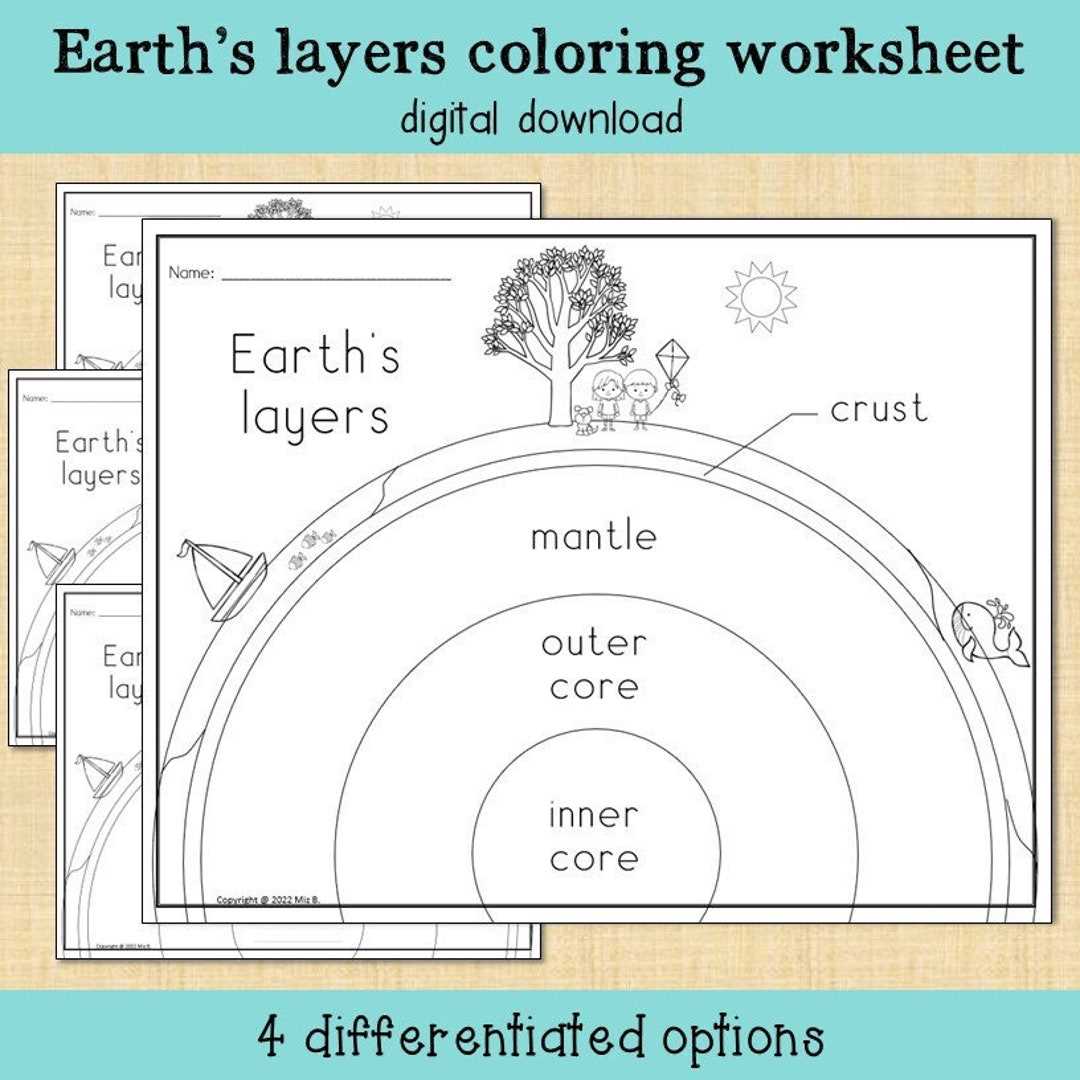 earths interior worksheet colored
