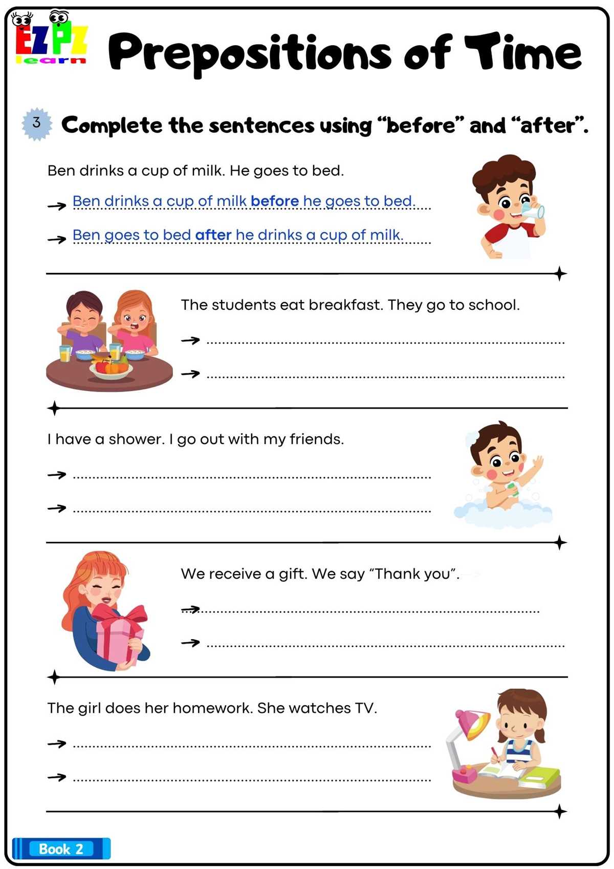 preposition of time worksheet