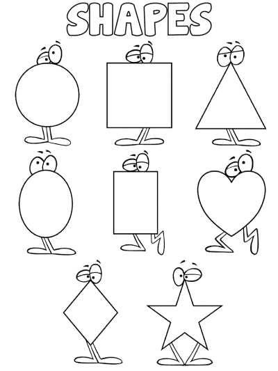 shapes colouring worksheets