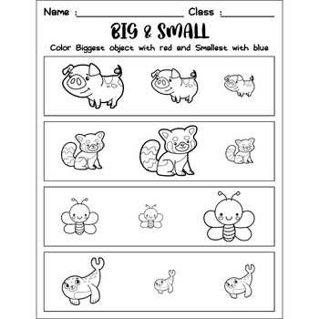 big and small animal worksheet