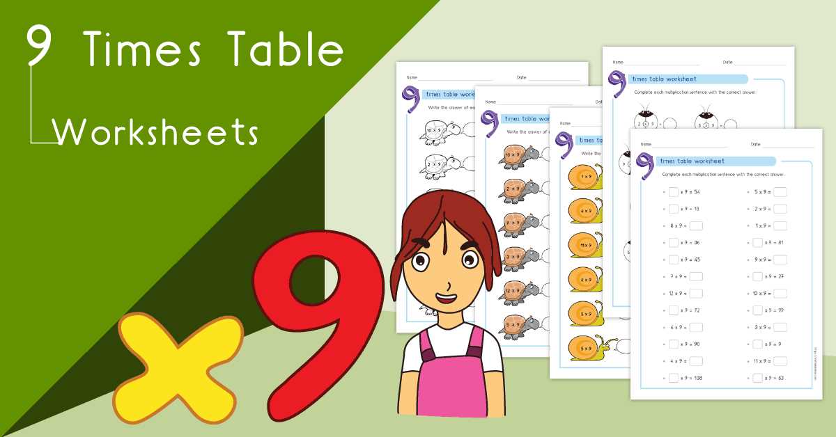 9 times table worksheet