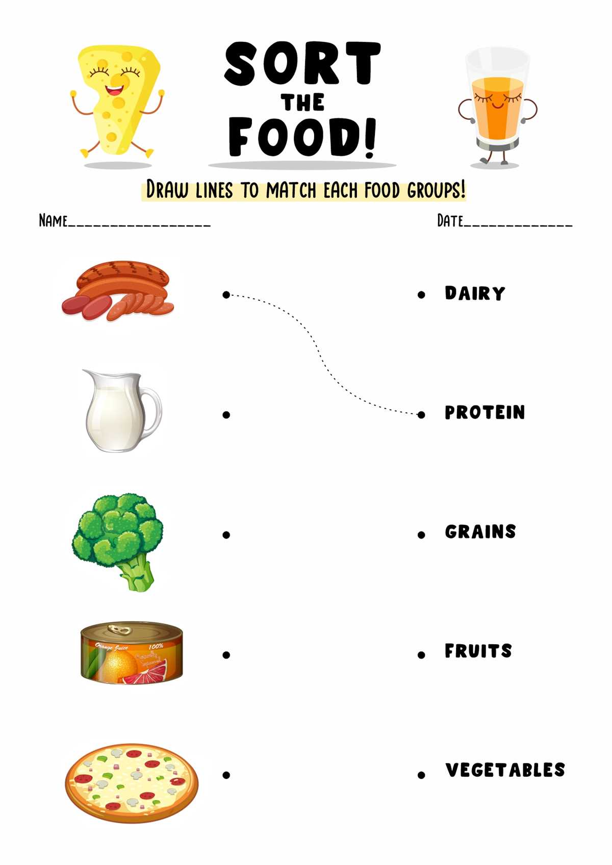 food groups for kids worksheet