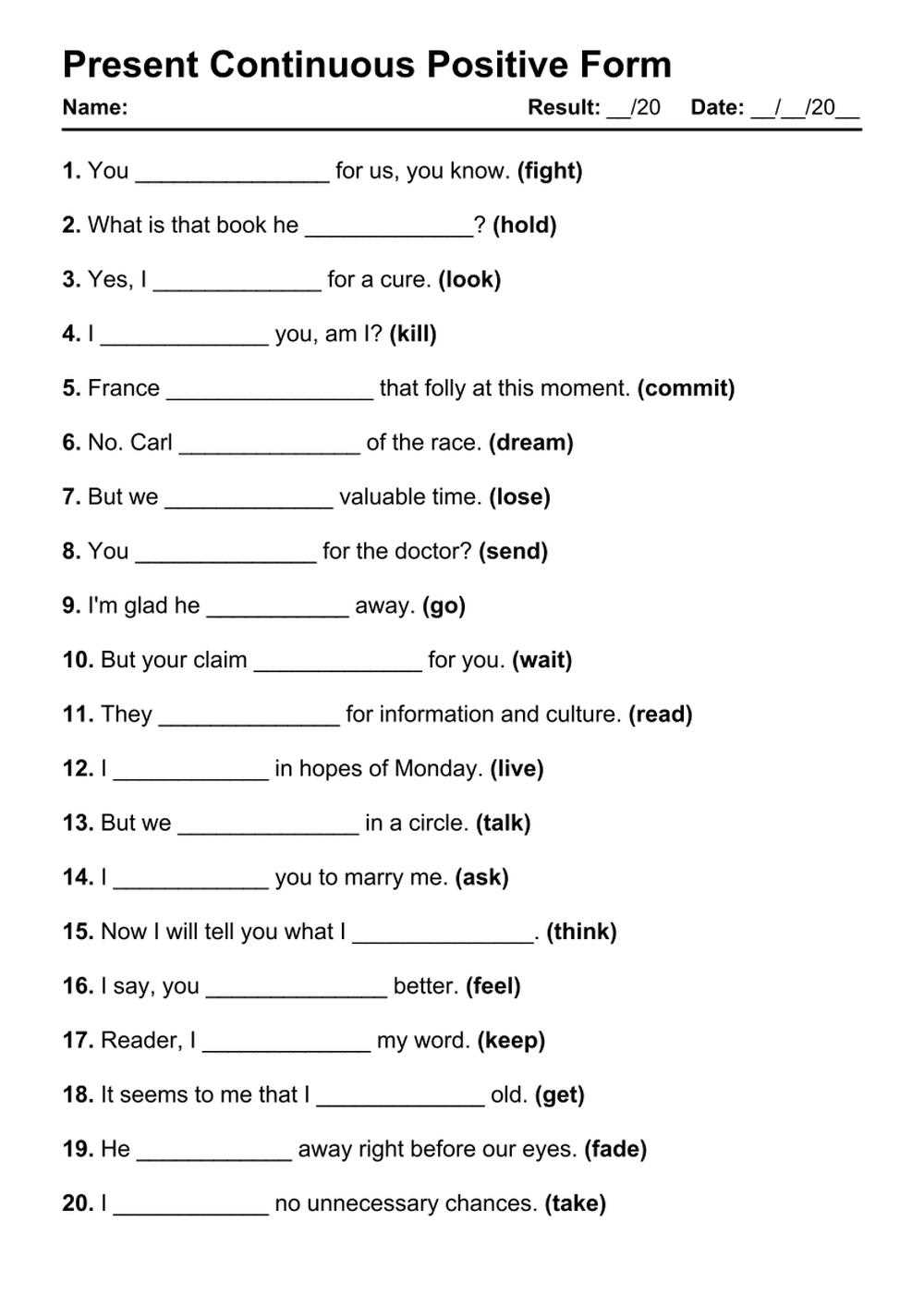 exercises present simple present continuous worksheets