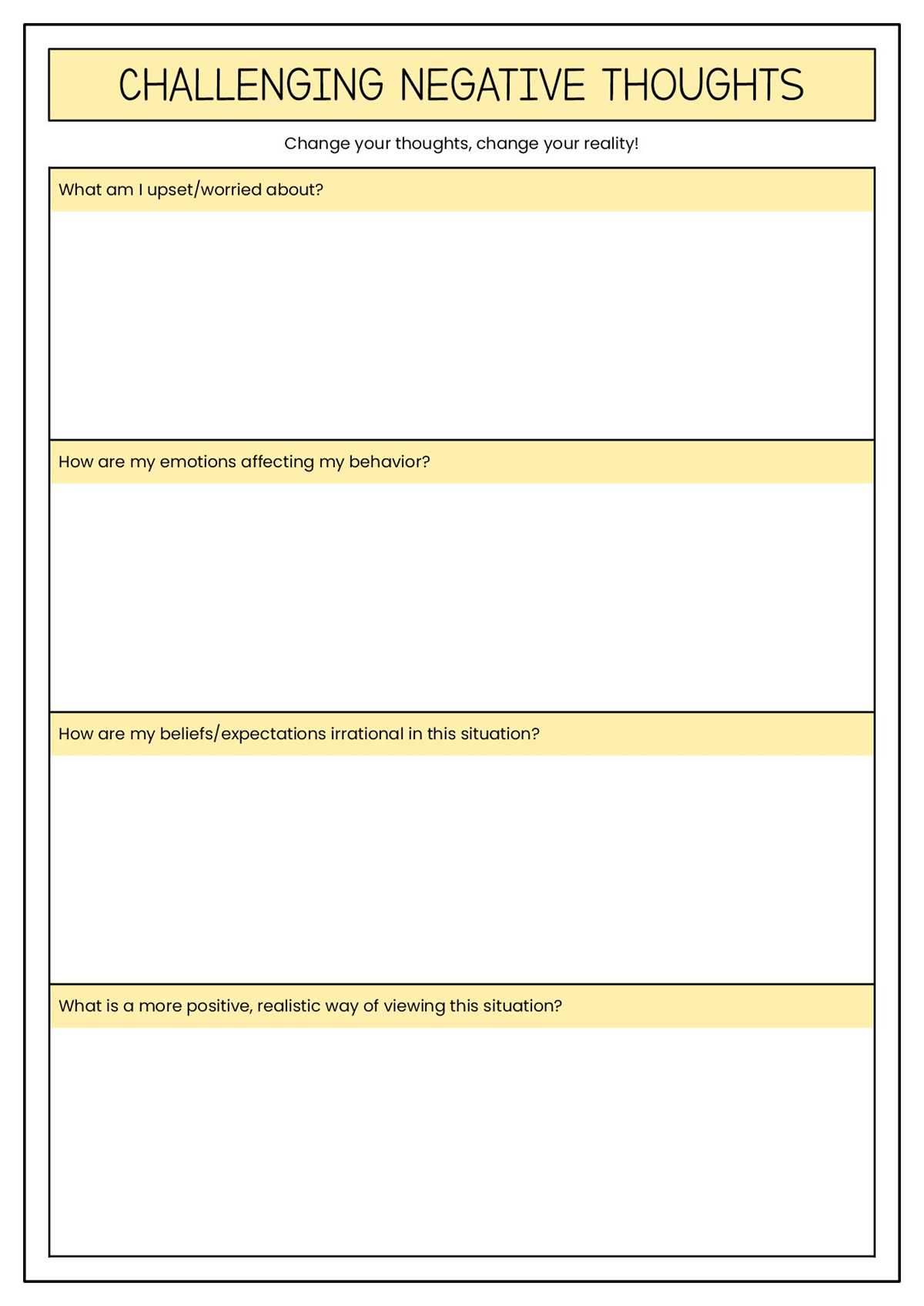 free mental health worksheets