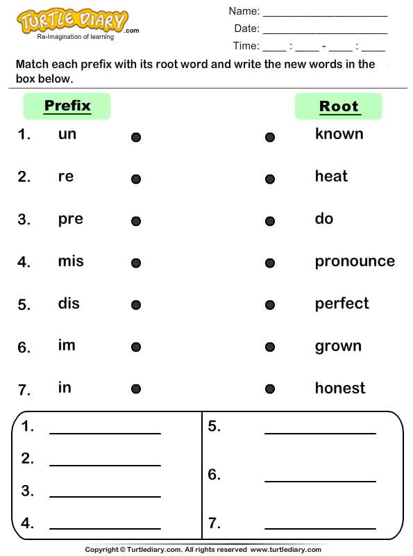 prefix worksheets 2nd grade
