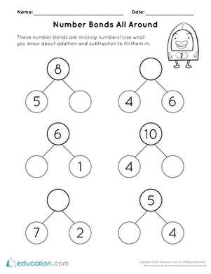number bond worksheets