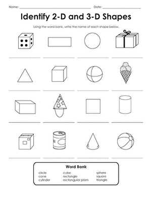 3 dimensional shape worksheet