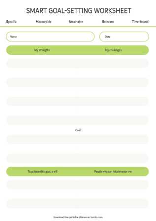 goal development worksheet