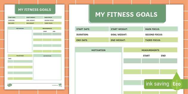 goal setting fitness worksheet