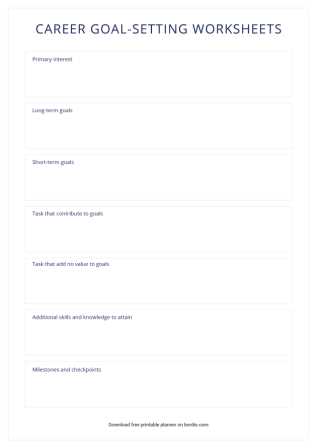 goal worksheet template