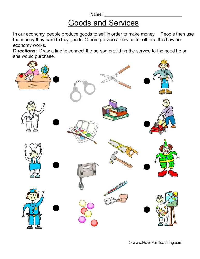 goods and services worksheets