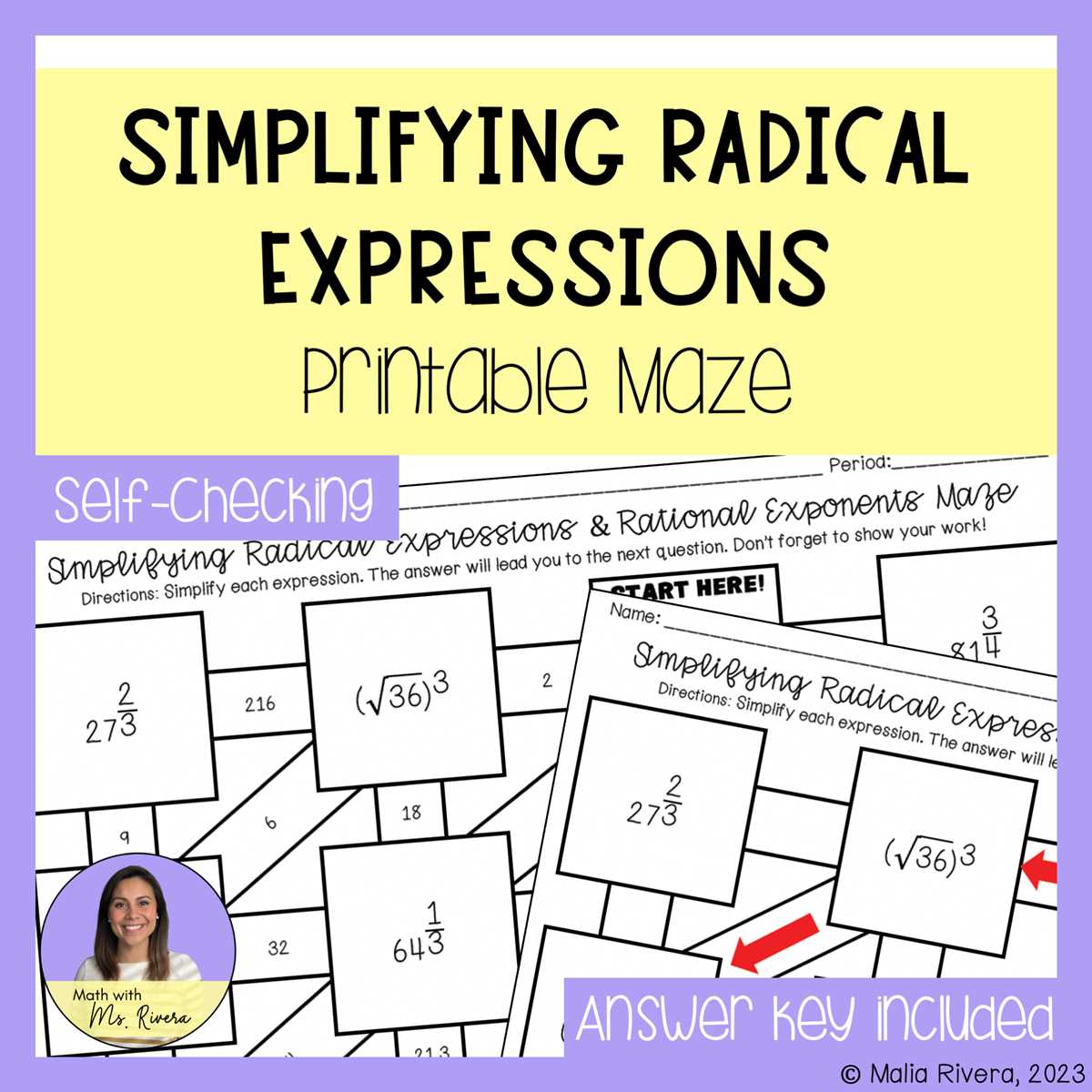 simplify the radical worksheet