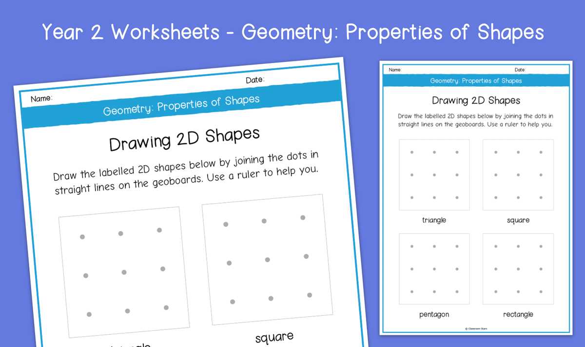 2d shape worksheet year 2