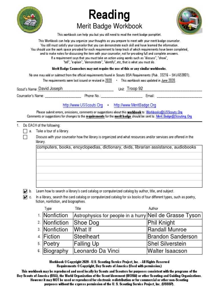scouting heritage merit badge worksheet