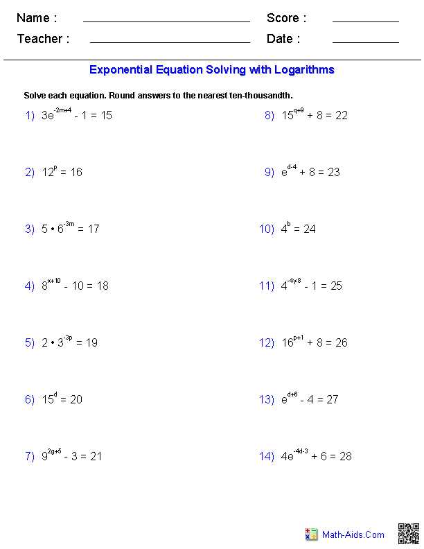 writing exponential functions worksheet