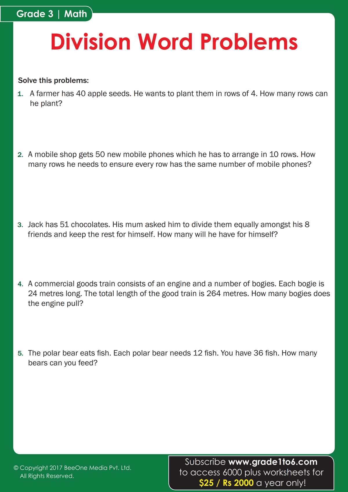 grade 3 division worksheets