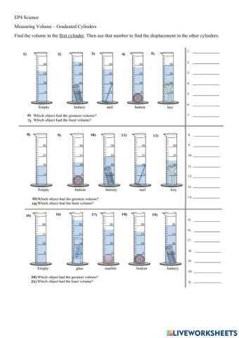 graduated cylinder worksheet