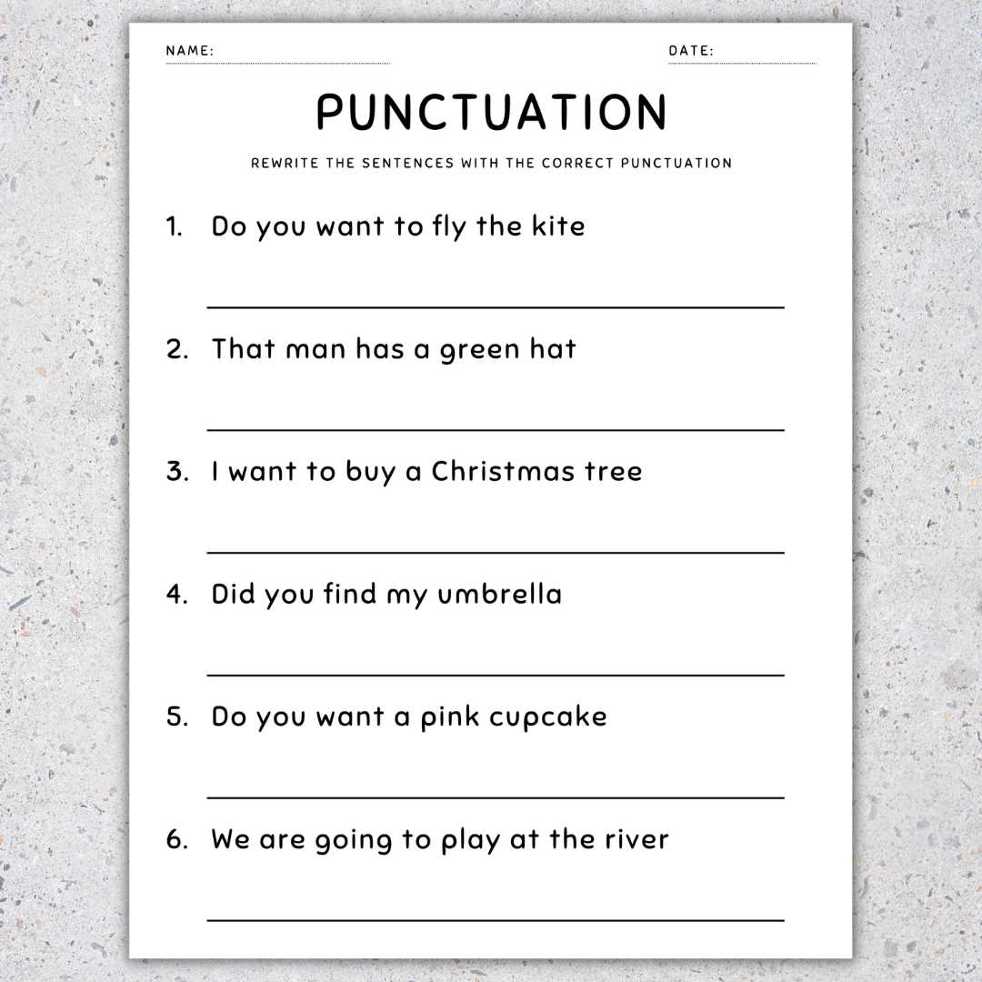 grammar and punctuation worksheets
