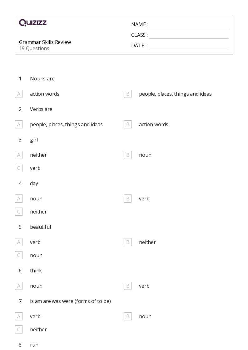 grammar for 6th graders worksheets