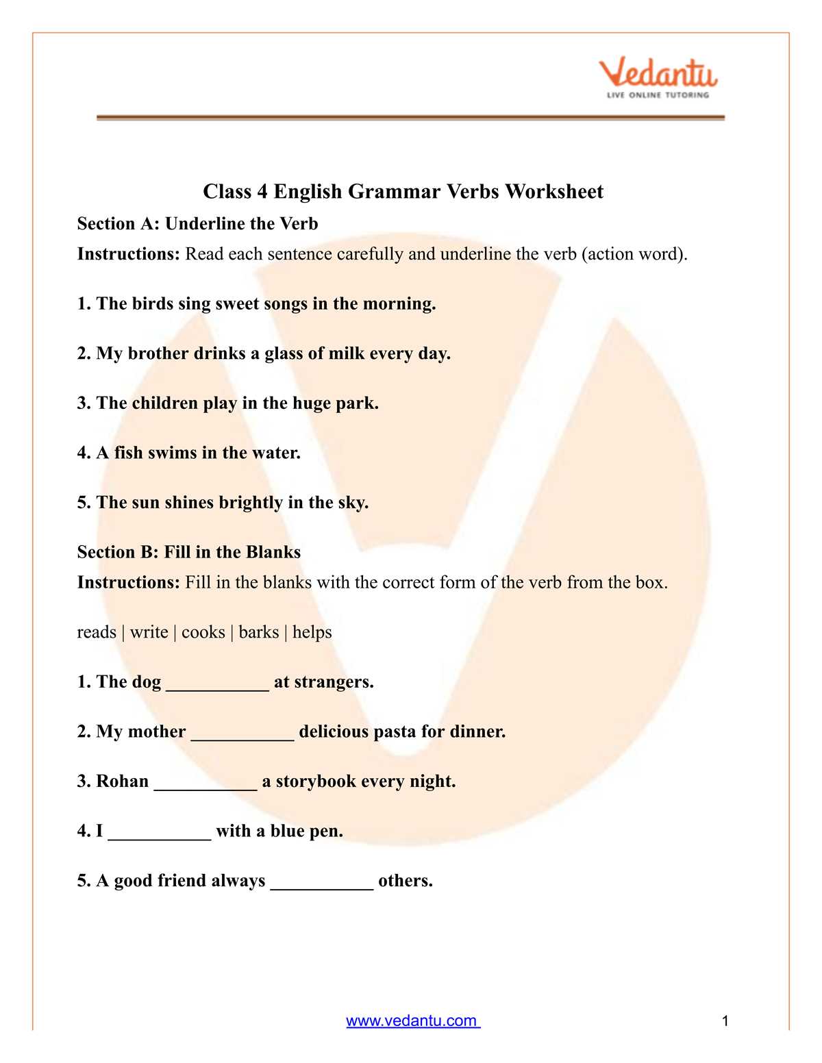 grammar worksheets 4th grade