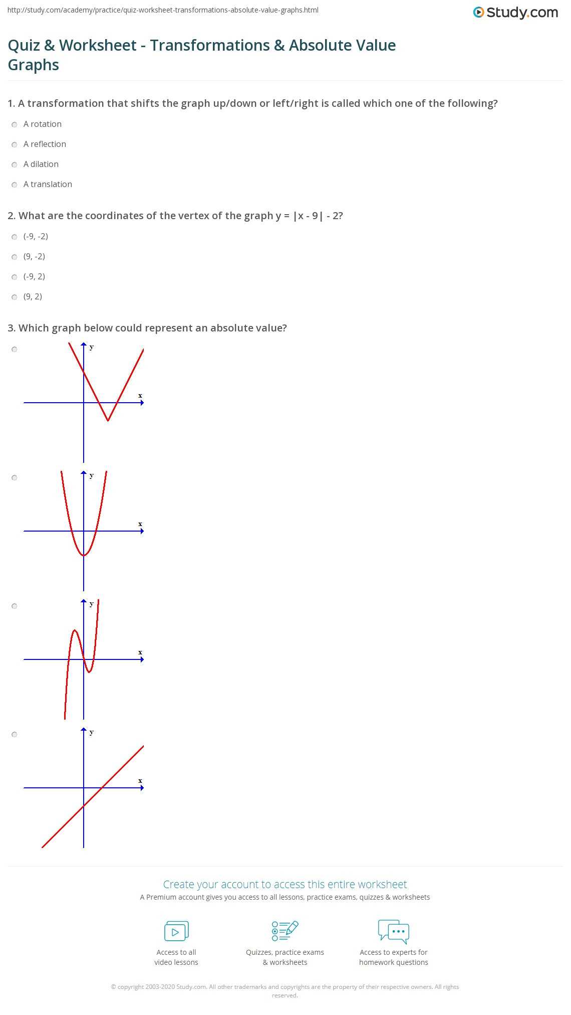 graph transformations worksheet