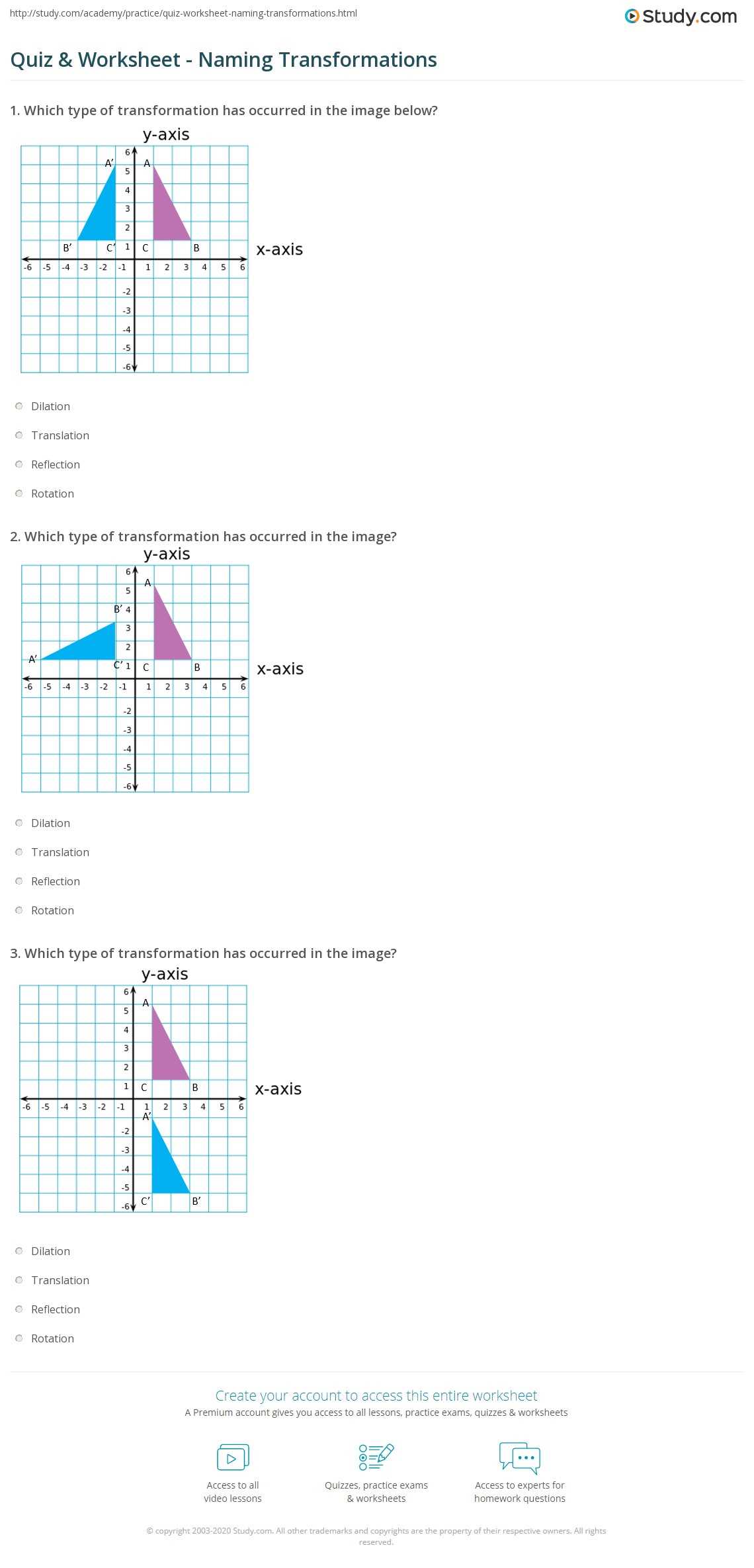 graph transformations worksheet