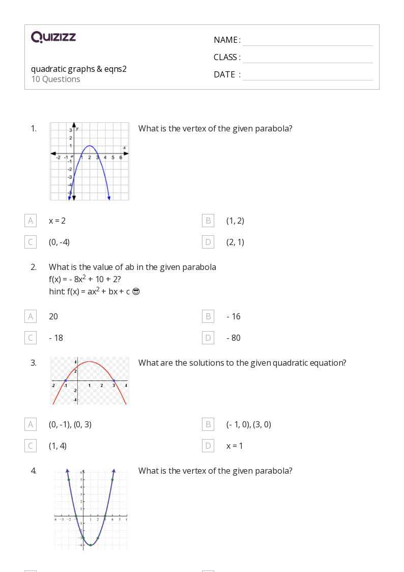 graphing parabolas worksheet
