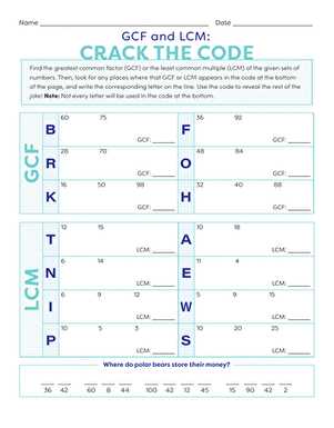 greatest common multiple worksheet