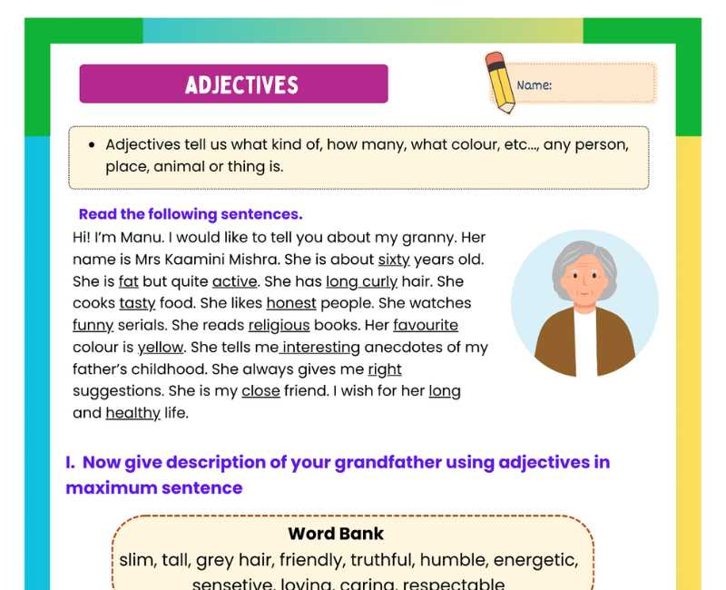 adjectives worksheets grade 4