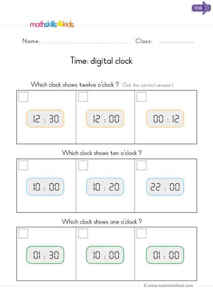 kindergarten time worksheets