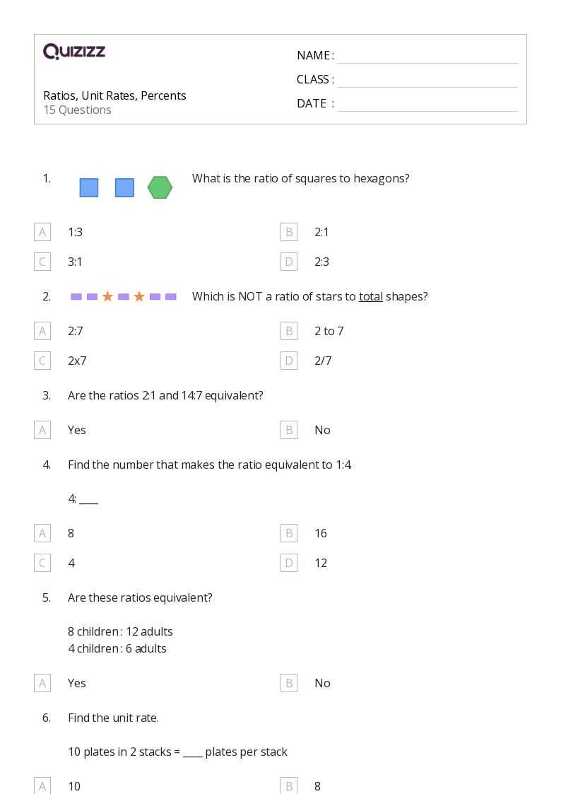 ratios and rates worksheet