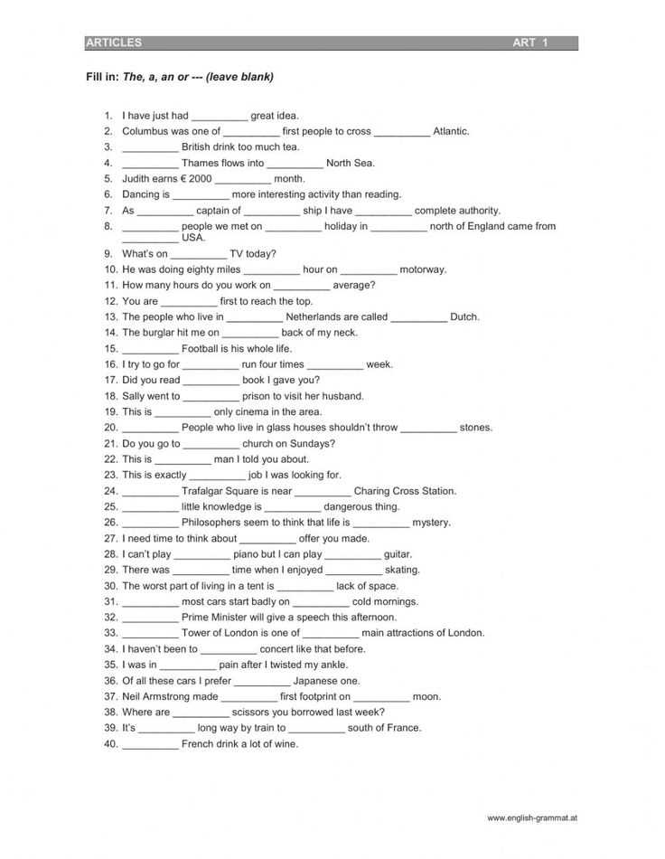 articles worksheet a an articles worksheet a an