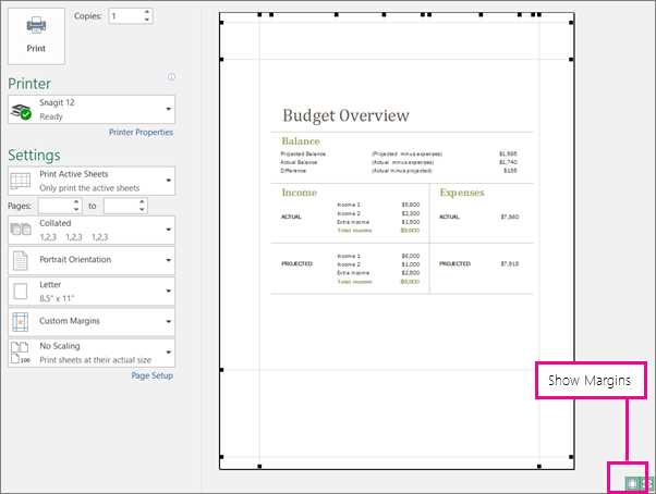 change the margins of the current worksheet to narrow