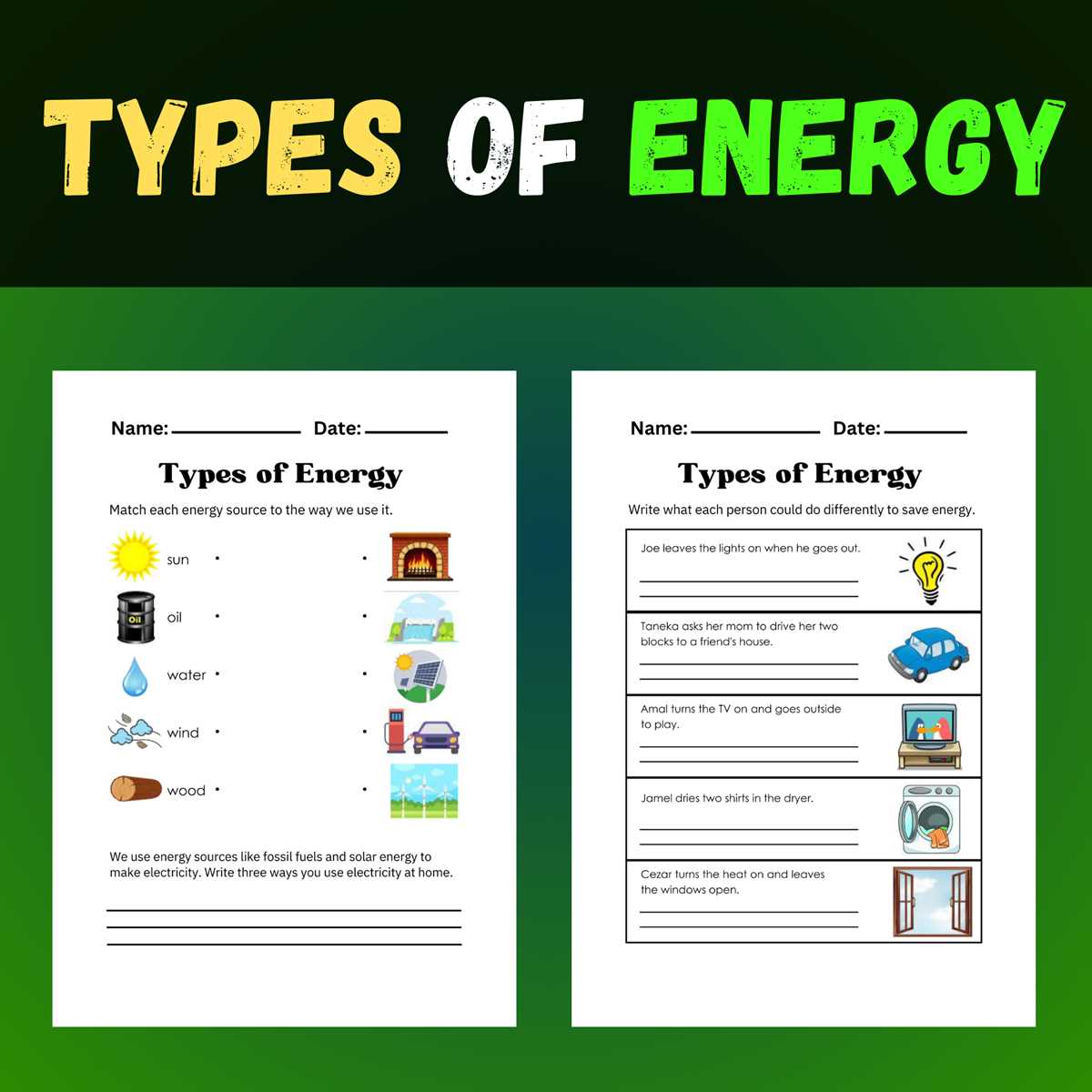 comparing energy sources worksheet