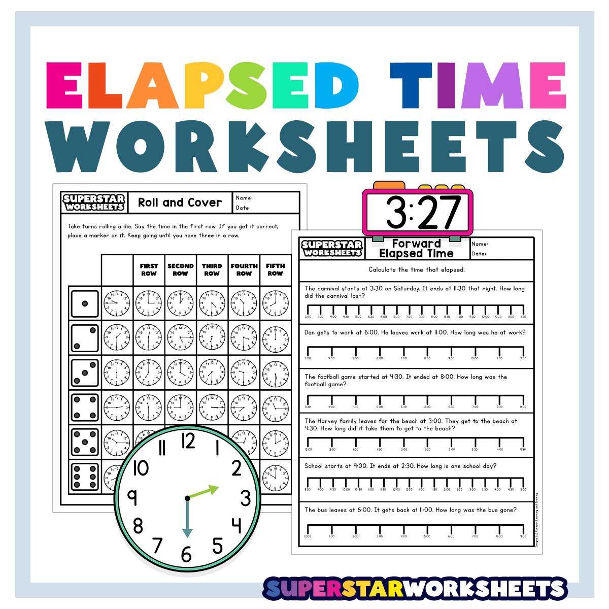 elapsed time number line super teacher worksheets