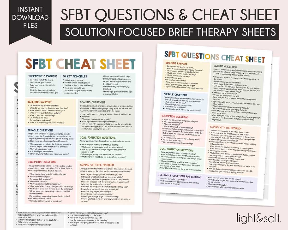 solution focused brief therapy worksheets