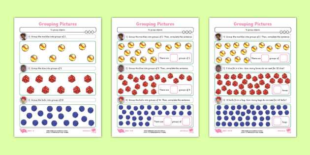 equal grouping worksheets