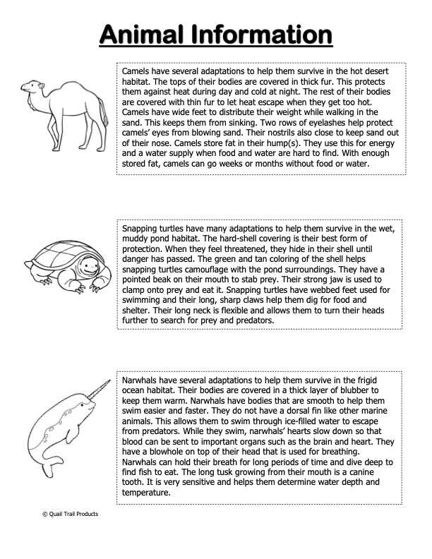 animals habitat and adaptation class 5 worksheet