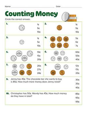 money practice worksheets