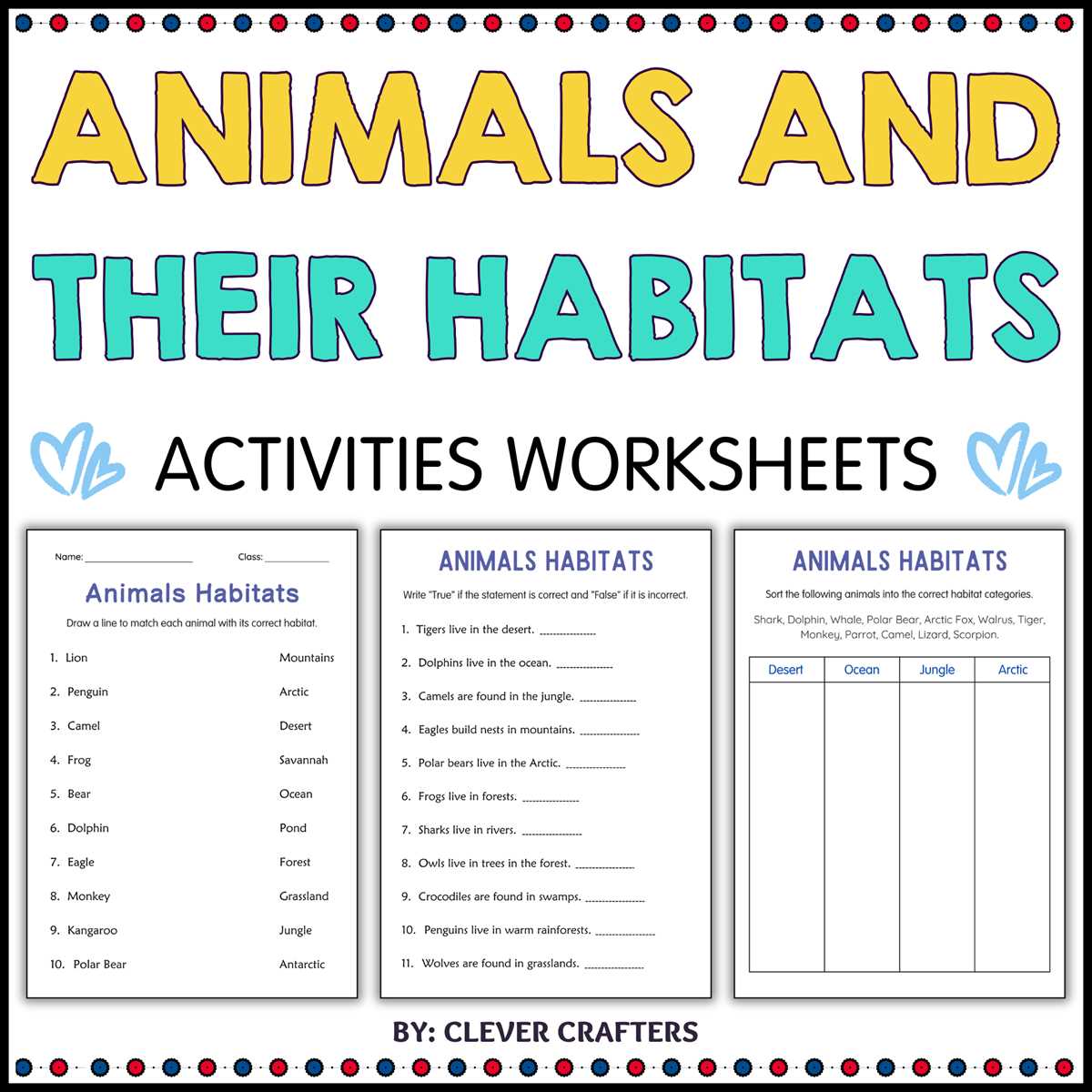 habitats worksheets