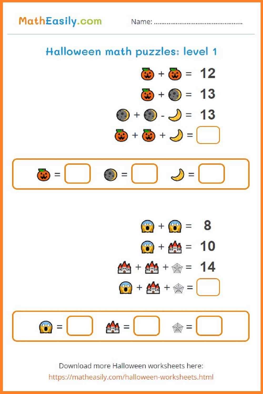halloween fun math worksheets